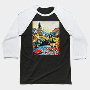 The forest, the creek and the deer in the comics Baseball T-Shirt